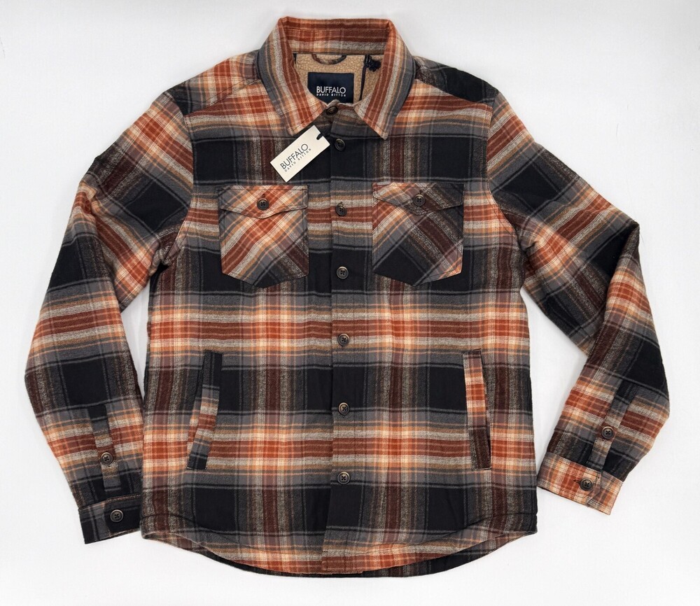 Buffalo David Bitton Chore Barn Coat Jacket Mens Small Plaid Shepa Fleece